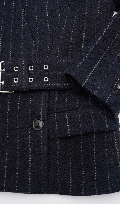 Pinstripe Belted Blazer