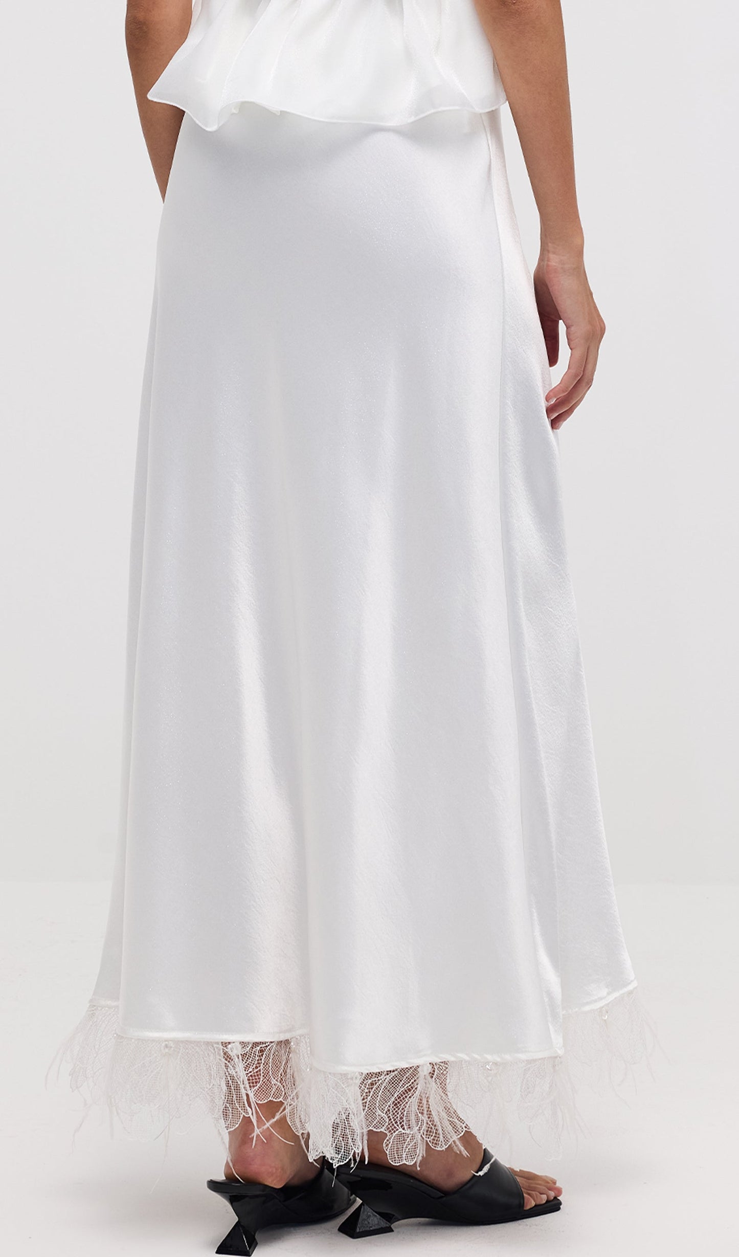 Satin Maxi Skirt In White