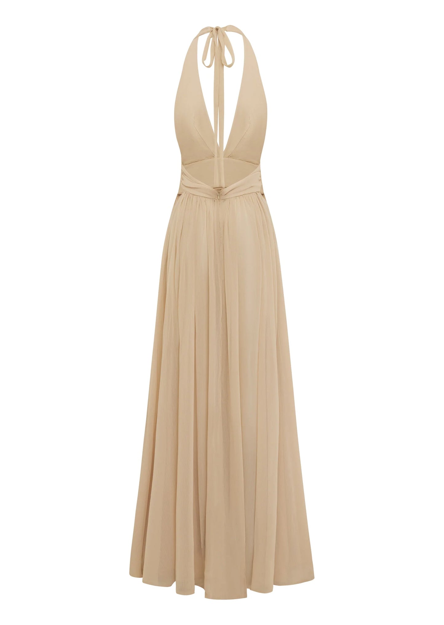 Backless Deep V Halter Neck Maxi Dress