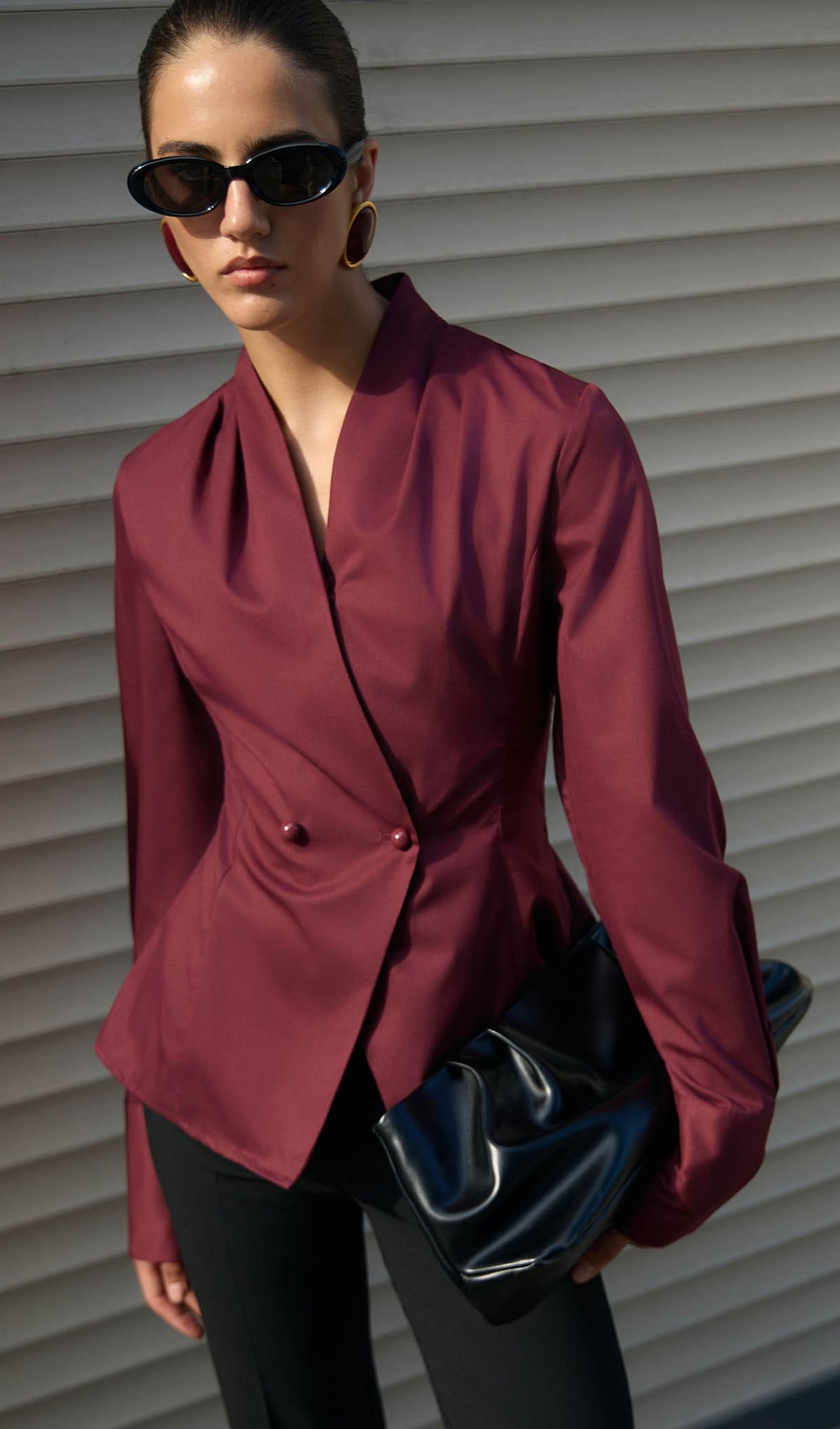 Fitted Wrap Blouse
