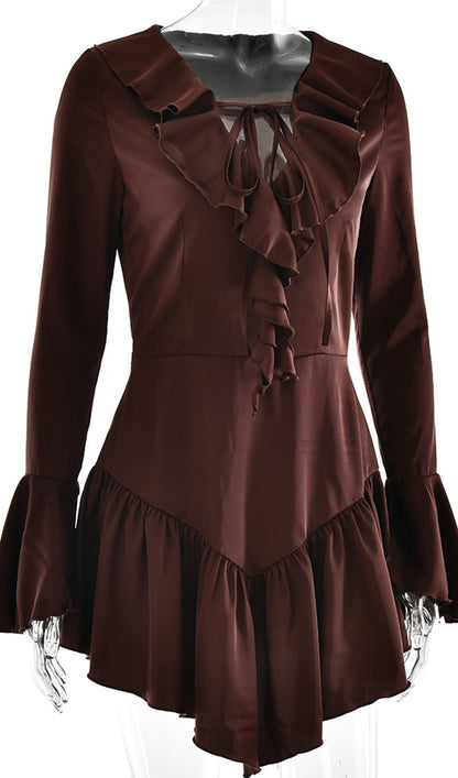 Ruffled Satin Mini Dress