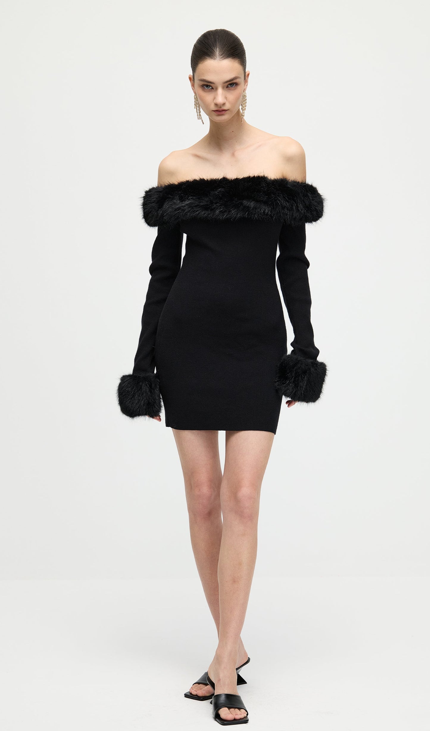 Black Off The Shoulder Mini Dress