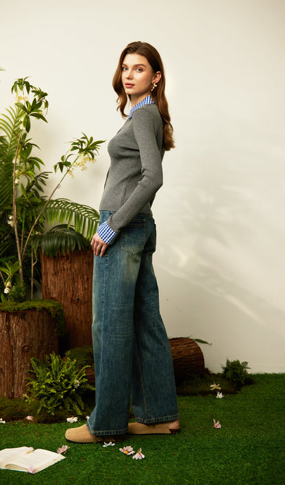 Lapel Button Knit Top