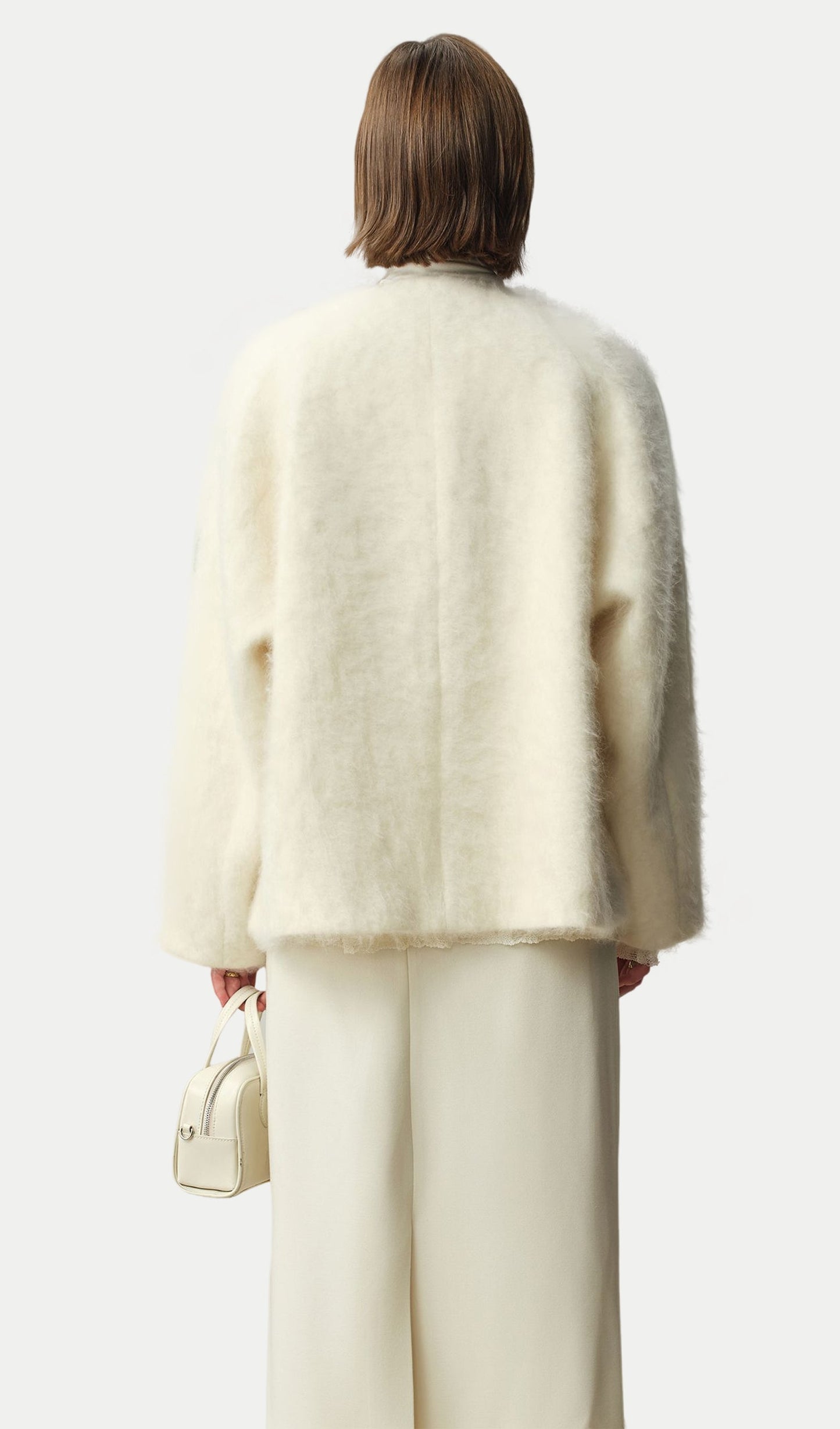 Boxy Brushed Wool One-Button Jacket