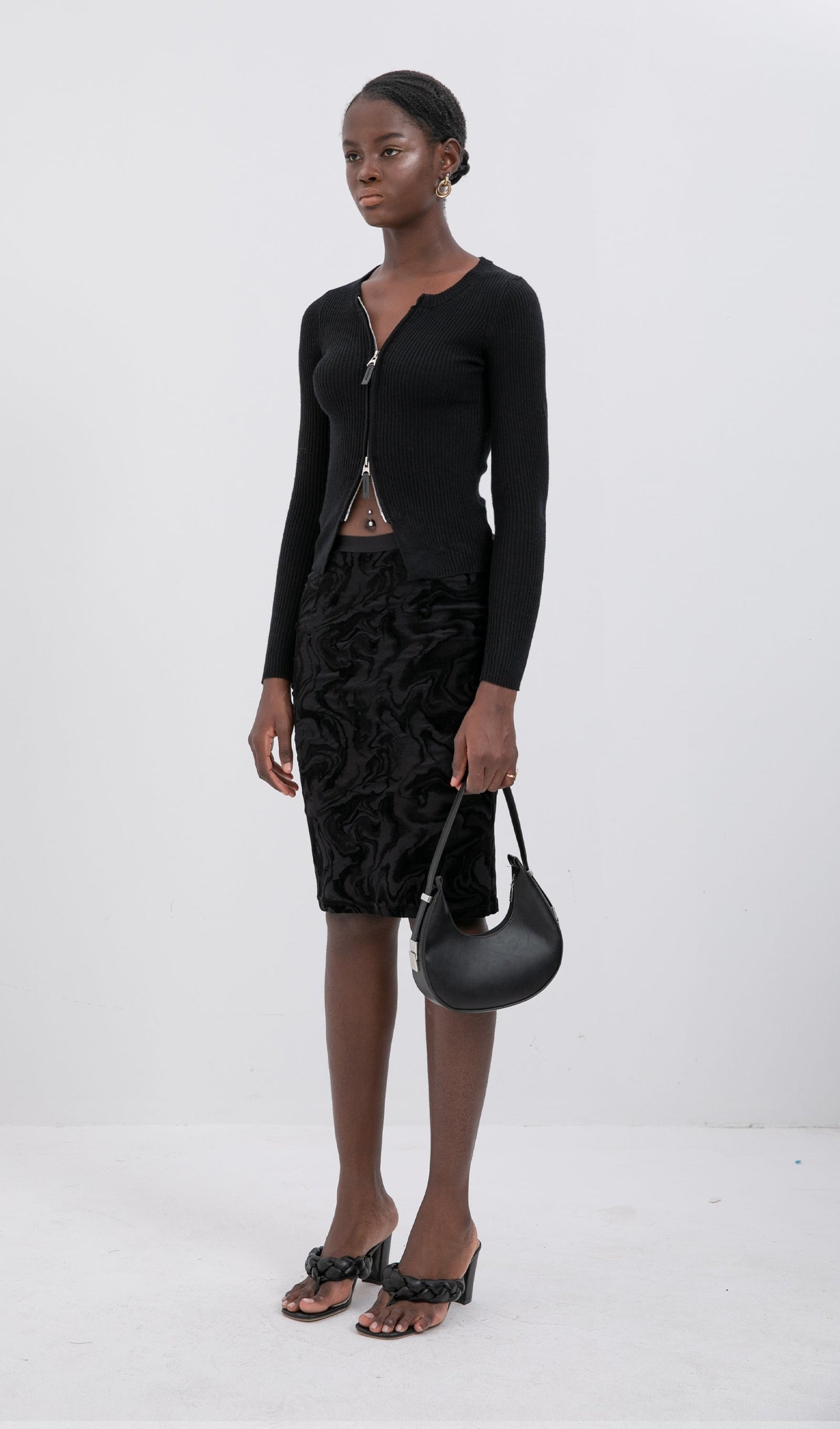 Trendy Pattern Texture Midi Skirt
