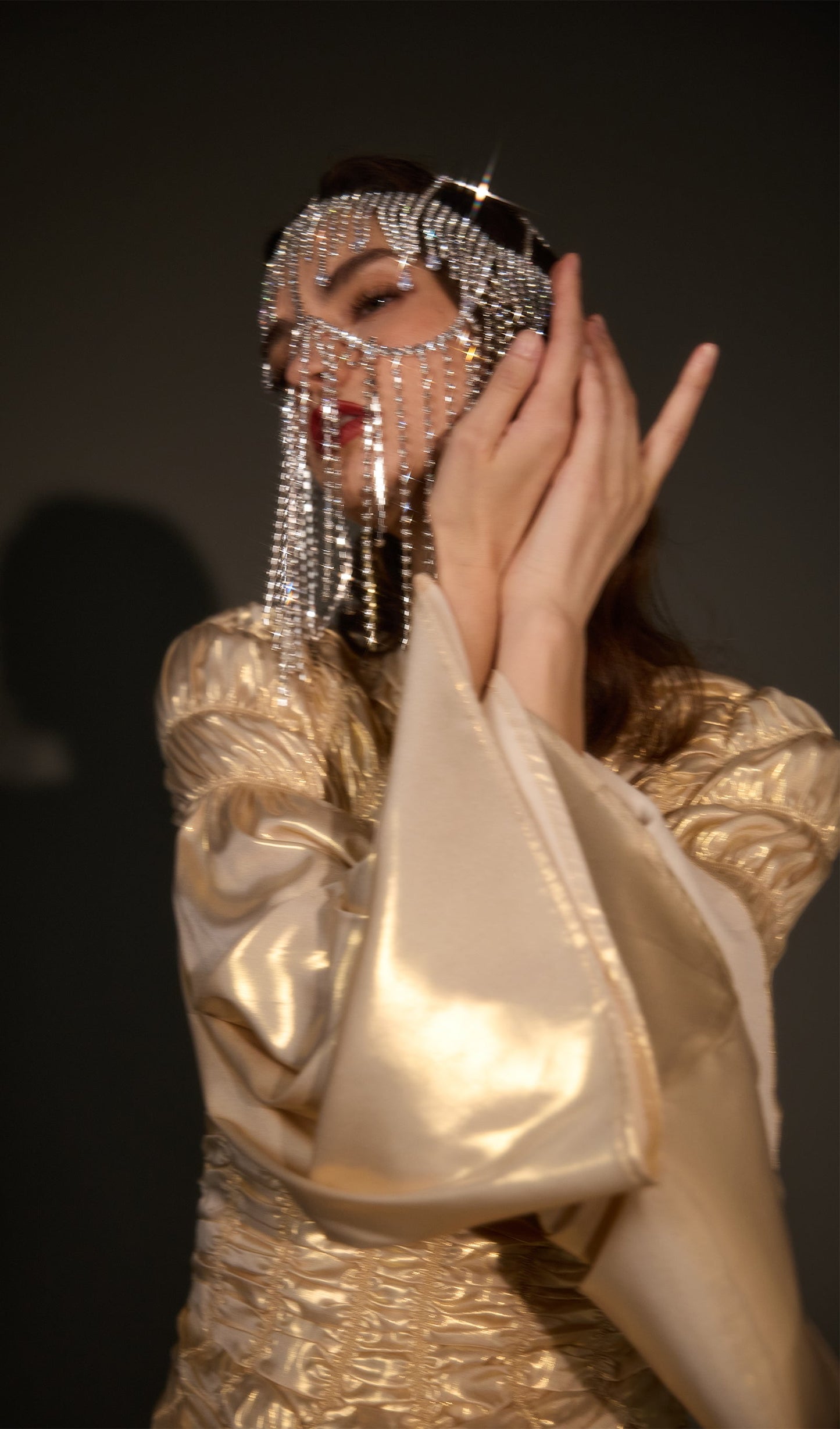 Sparkling Rhinestone Fringe Drop Mask