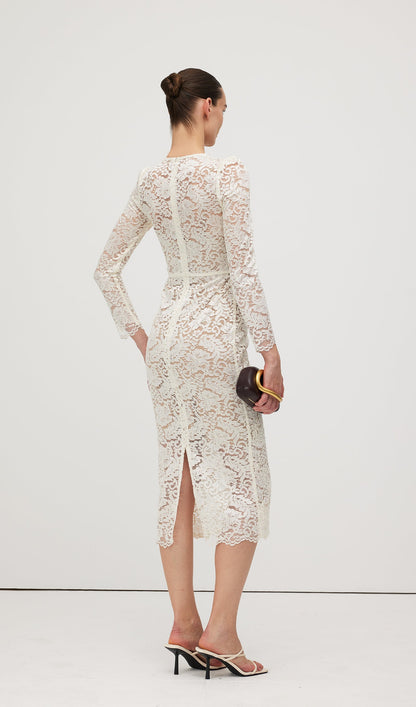 Embellished Lace Midi Dress