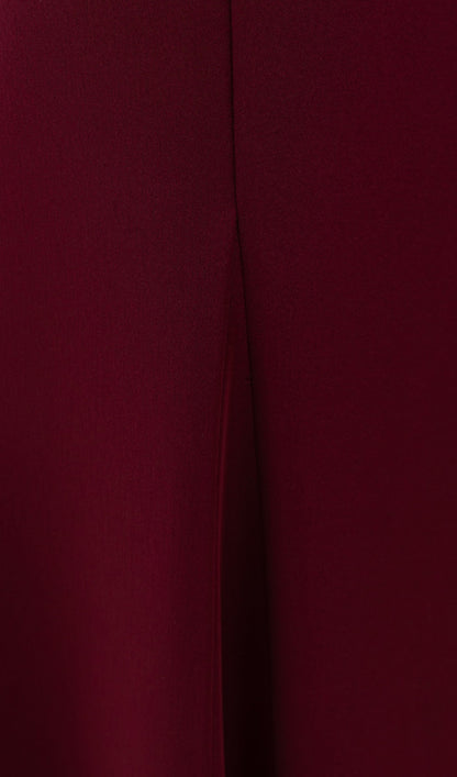 Maxi Dress With Voluminous Cape In Claret