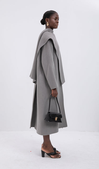 Trendy Oversized Cape Style Coat-Grey