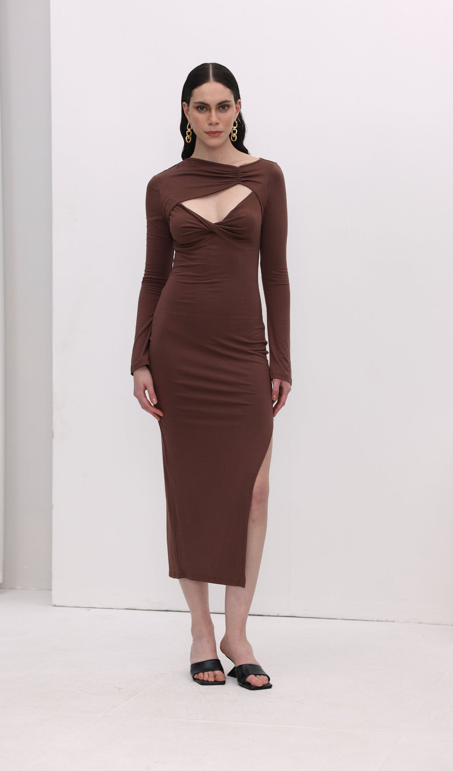 Cut Out Split Midi Dress