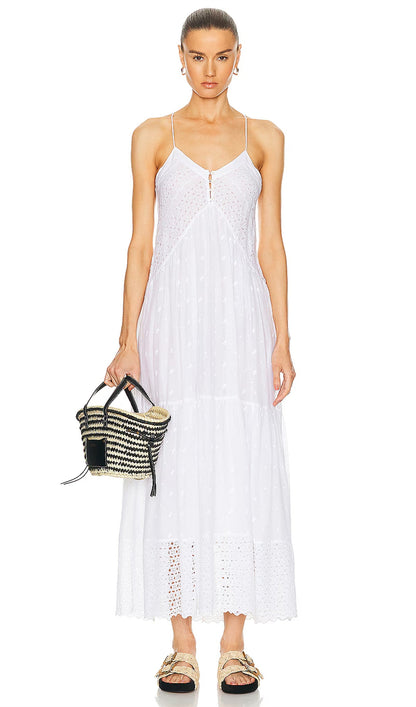 Hollow Embroidery Slip Midi Dress