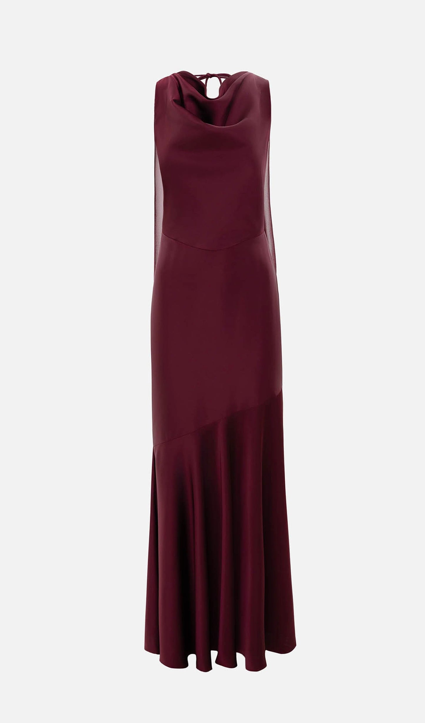 Draped Neckline Maxi Dress With Ribbons