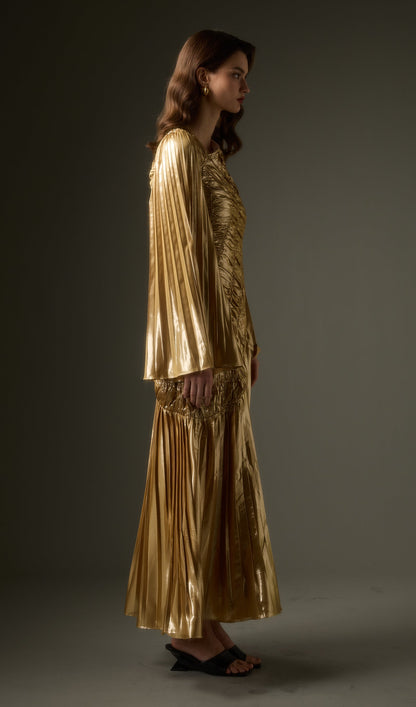 Metallic Maxi Dress In Gold