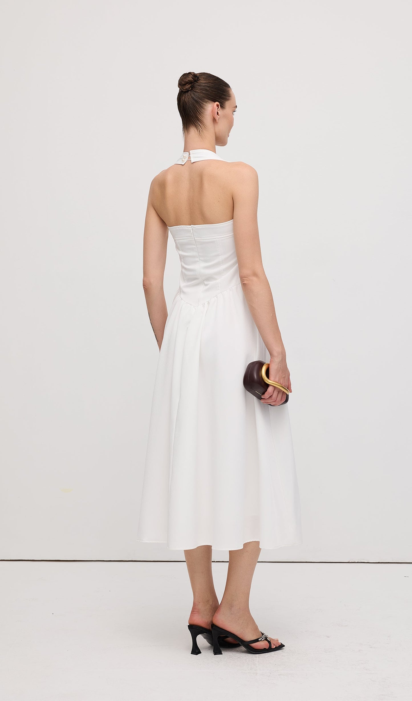 Solid Halter Midi Dress