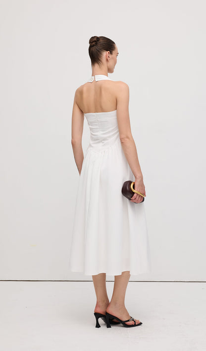 Solid Halter Midi Dress