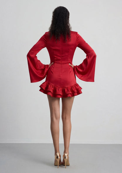 Alisia Ruffled Mini Dress In Red