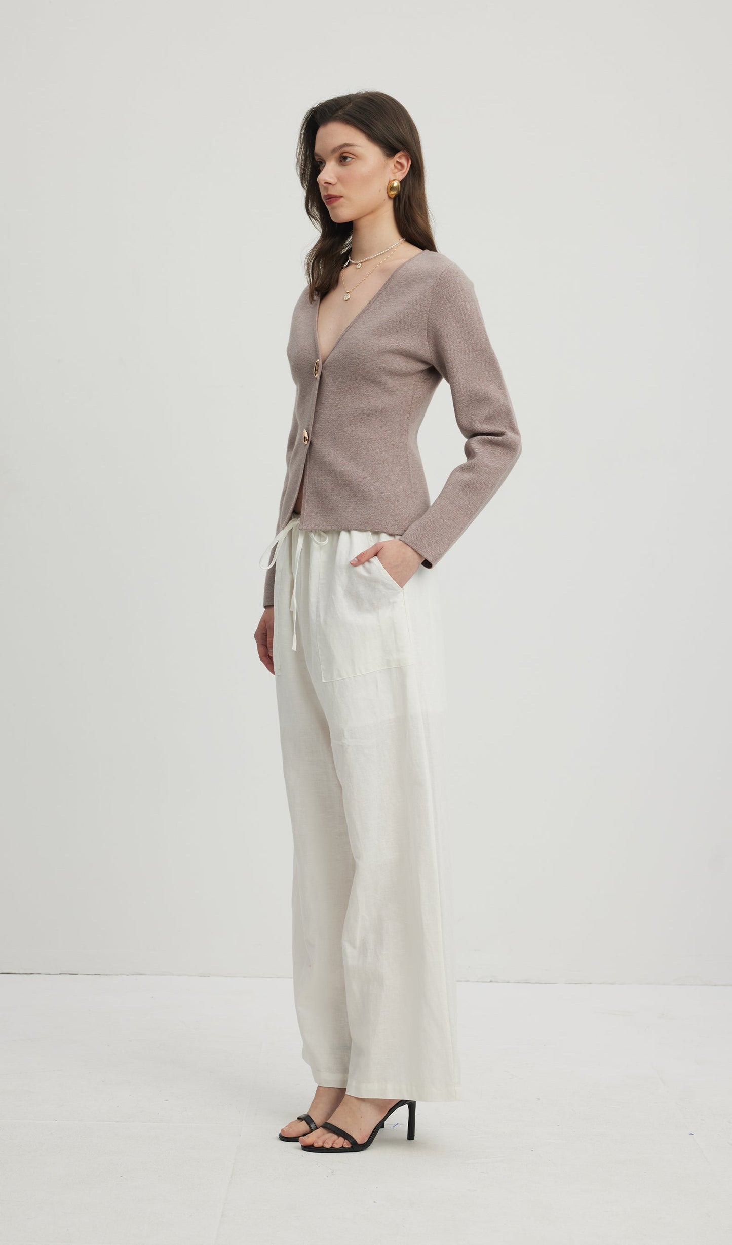 Loose Tie Pants White