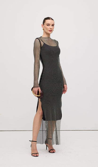 Mesh With Monochrome Maxi Dress