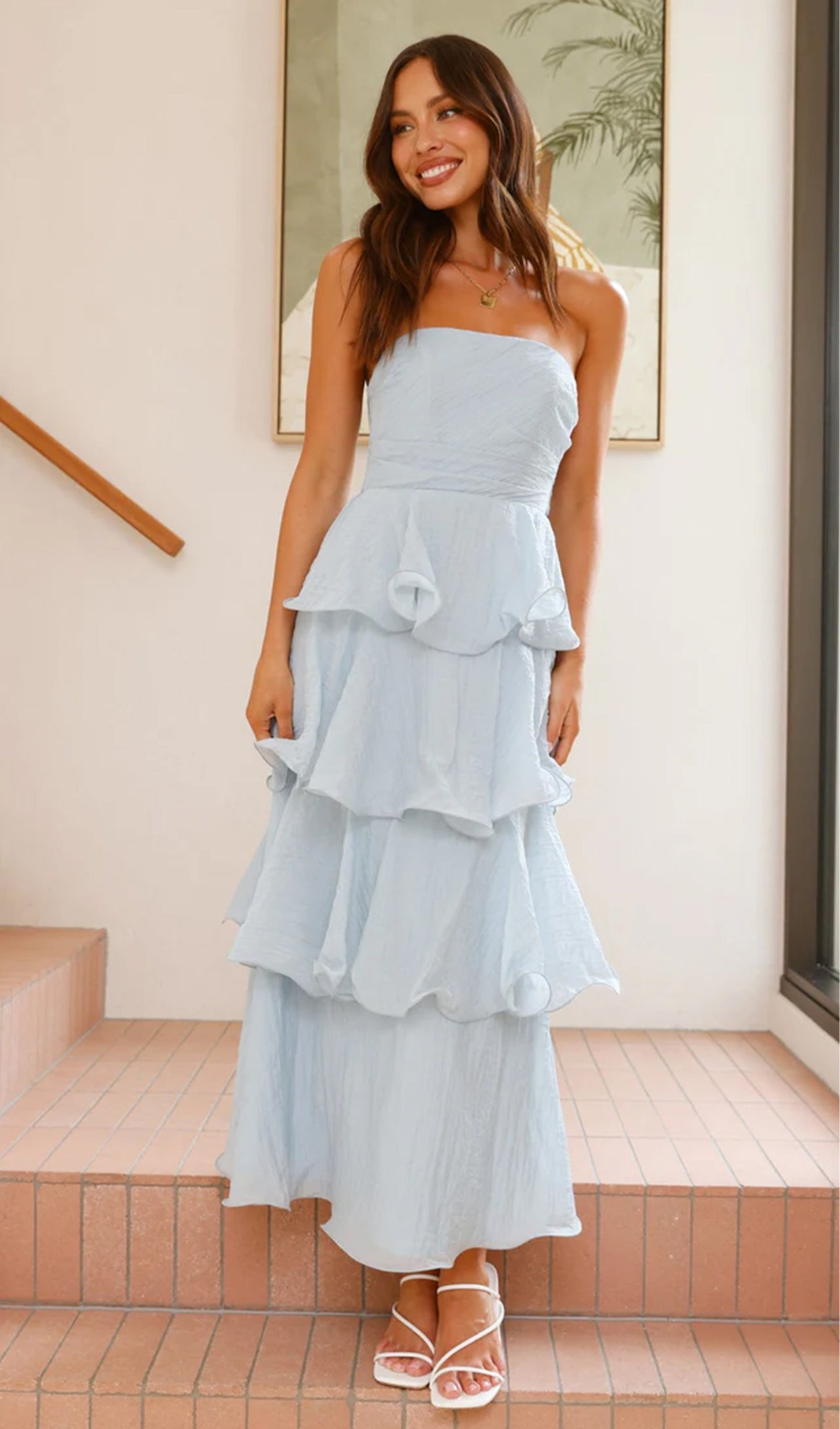 Strapless Layered Midi Dress
