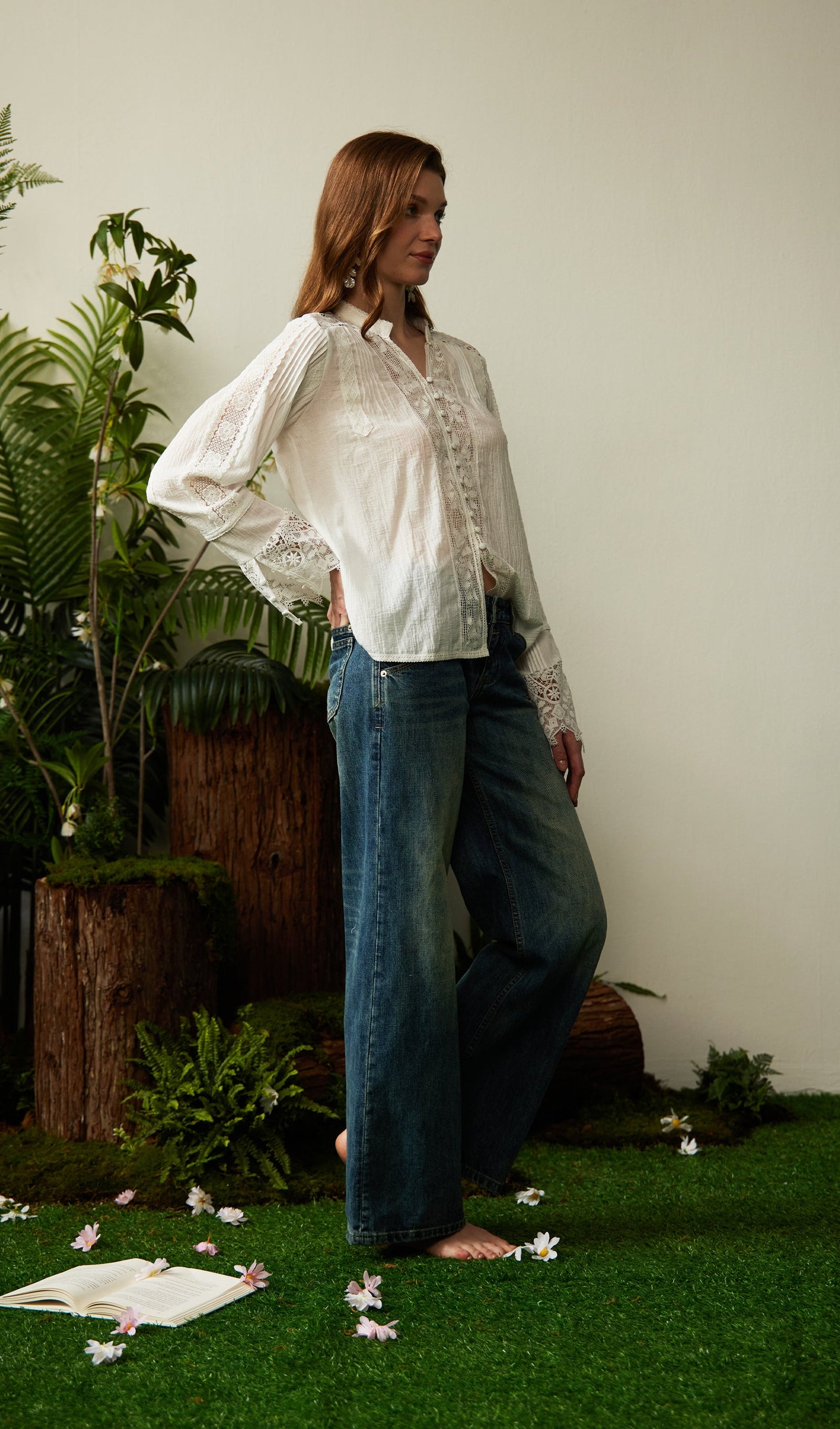Lace Hollow Out  Blouse Top