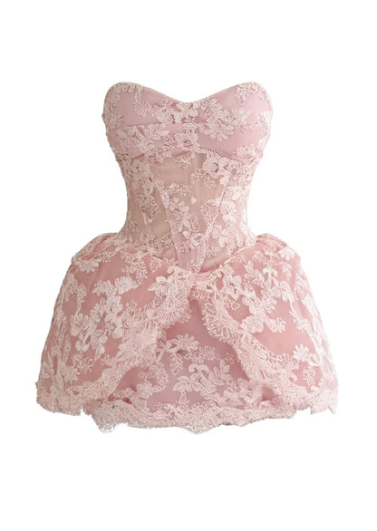Maddy Strapless Mini Dress In Pink
