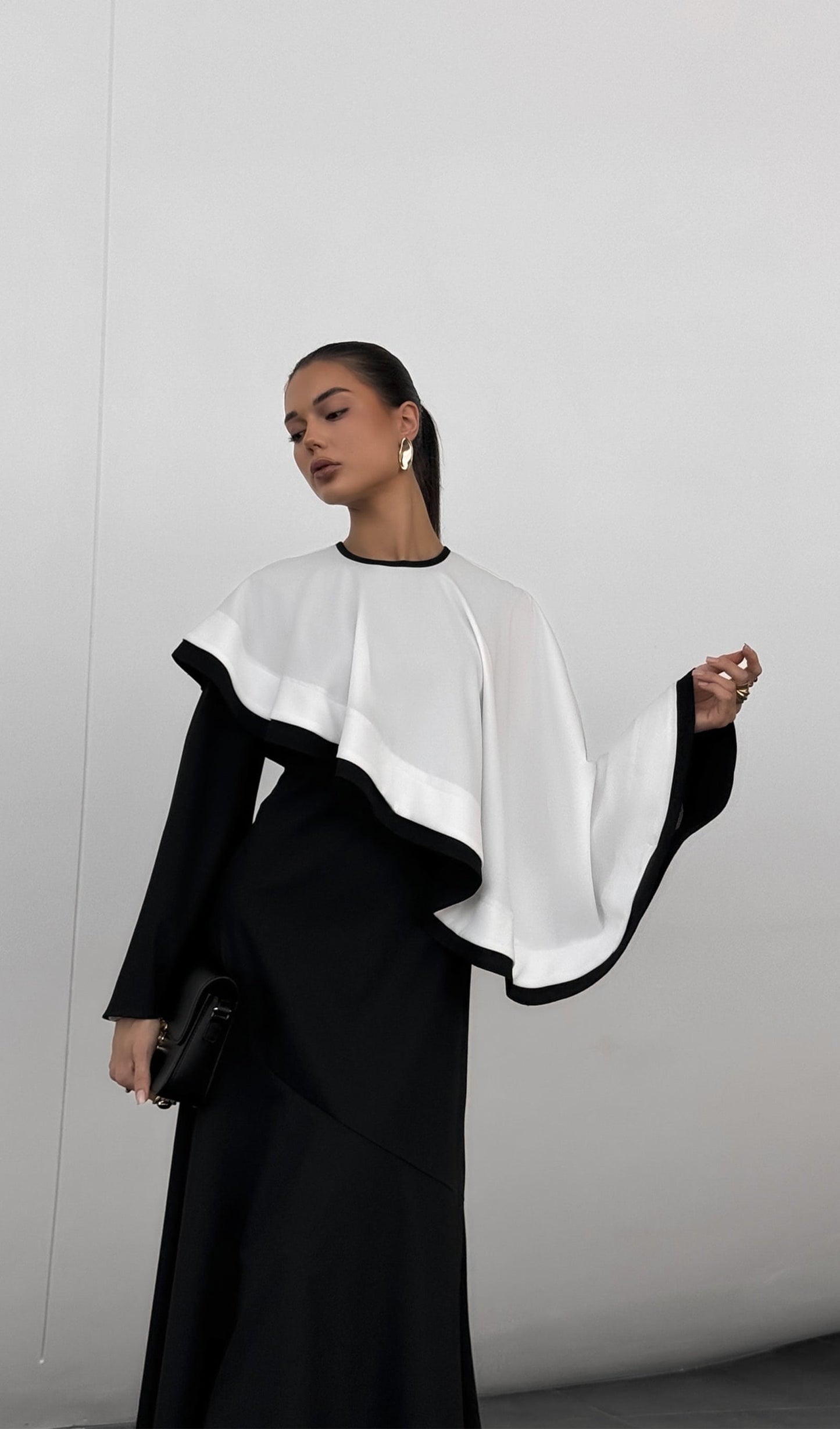 Contrasting Cape Maxi Dress