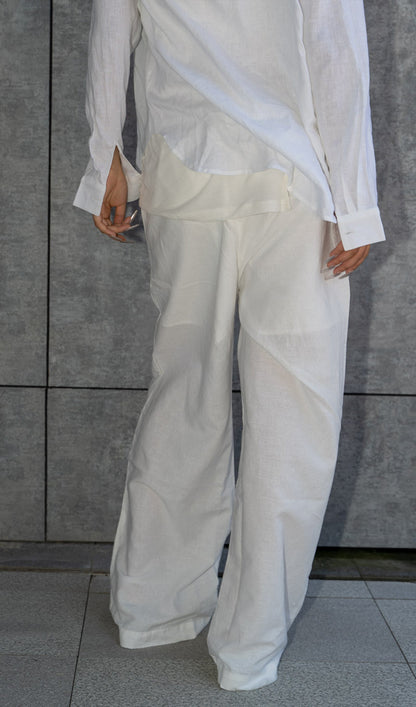 Loose Tie Pants White