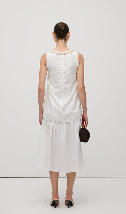 Round Neck With Shell Midi Dress