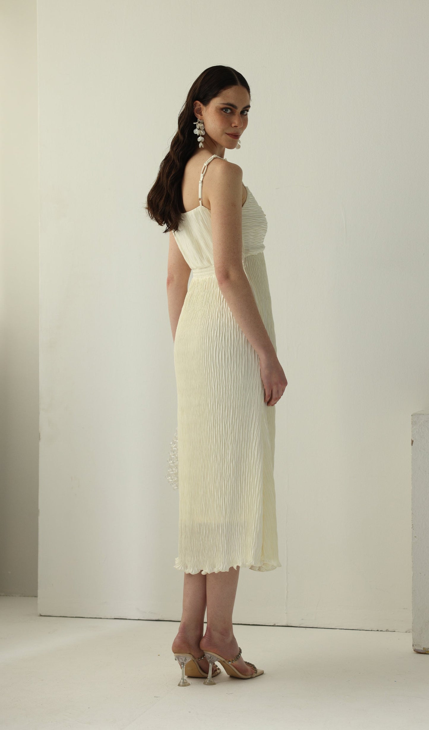 Solid Texture Slip Midi Dress
