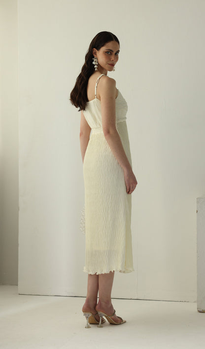 Solid Texture Slip Midi Dress