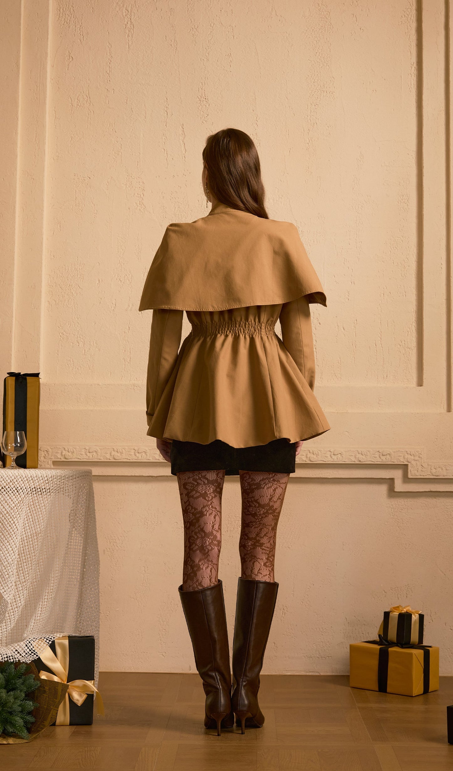 Cape Style Slim Waist Jacket