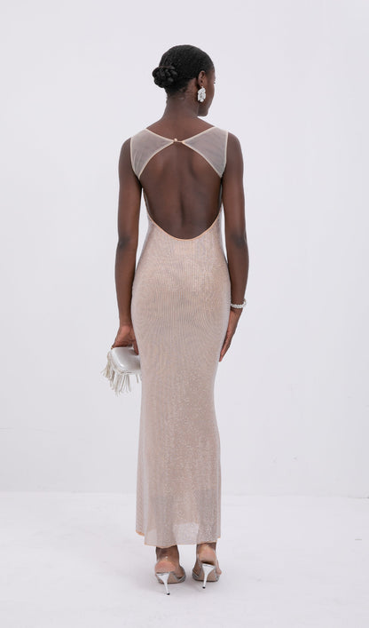 Trendy Hot Fix Maxi Dress With Mesh Back