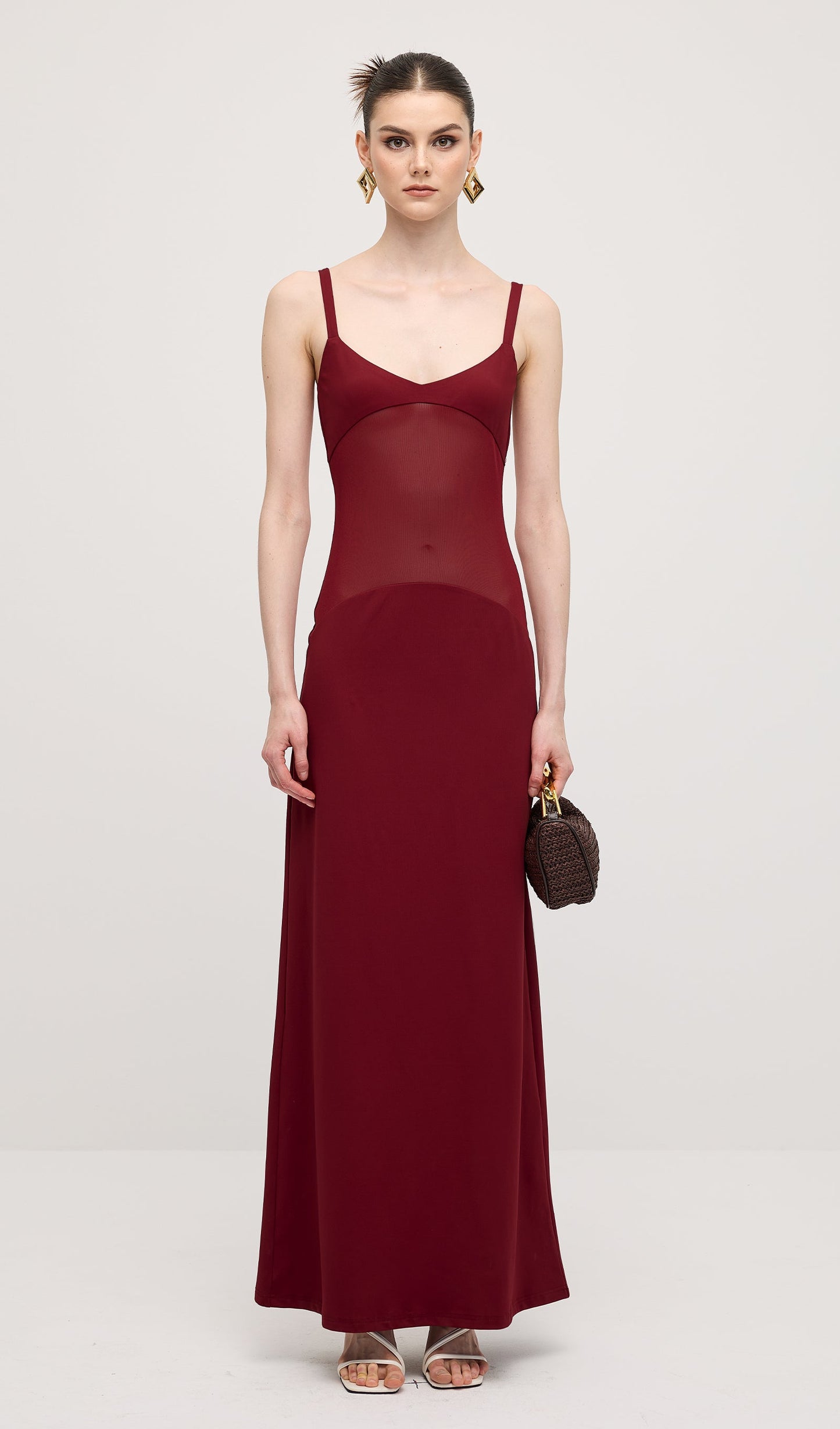 Red Sheer Knit Curve Maxi Dress