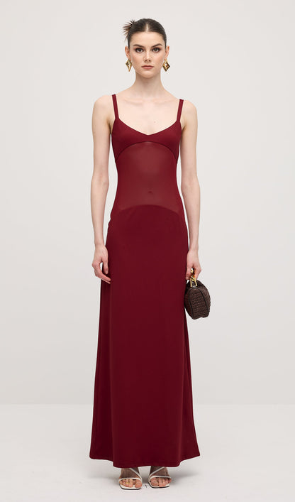Red Sheer Knit Curve Maxi Dress
