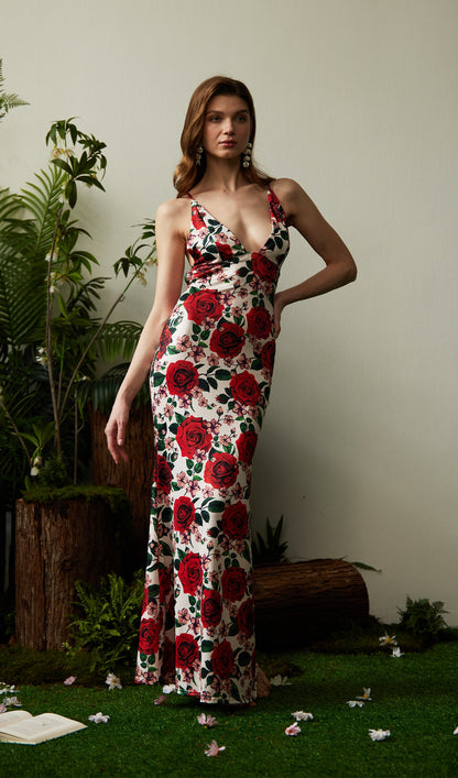 Floral Backless Bodycon Maxi Dress