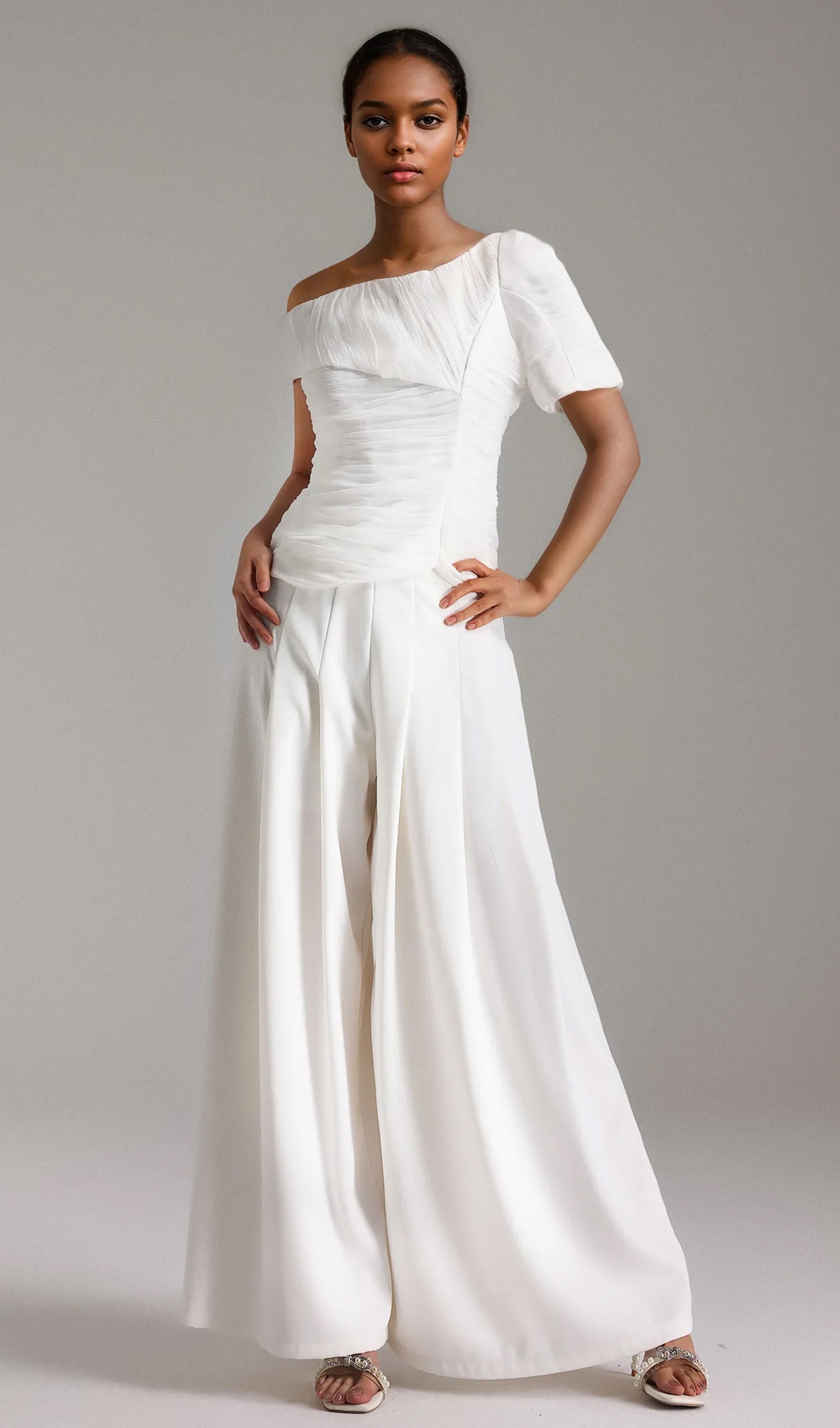 White Two Piece Pant Suit