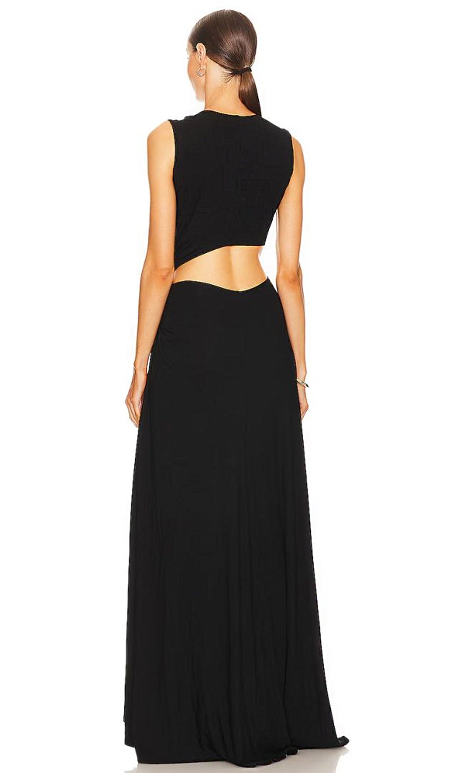 One-Shoulder Cut-Out Maxi Dress-Black