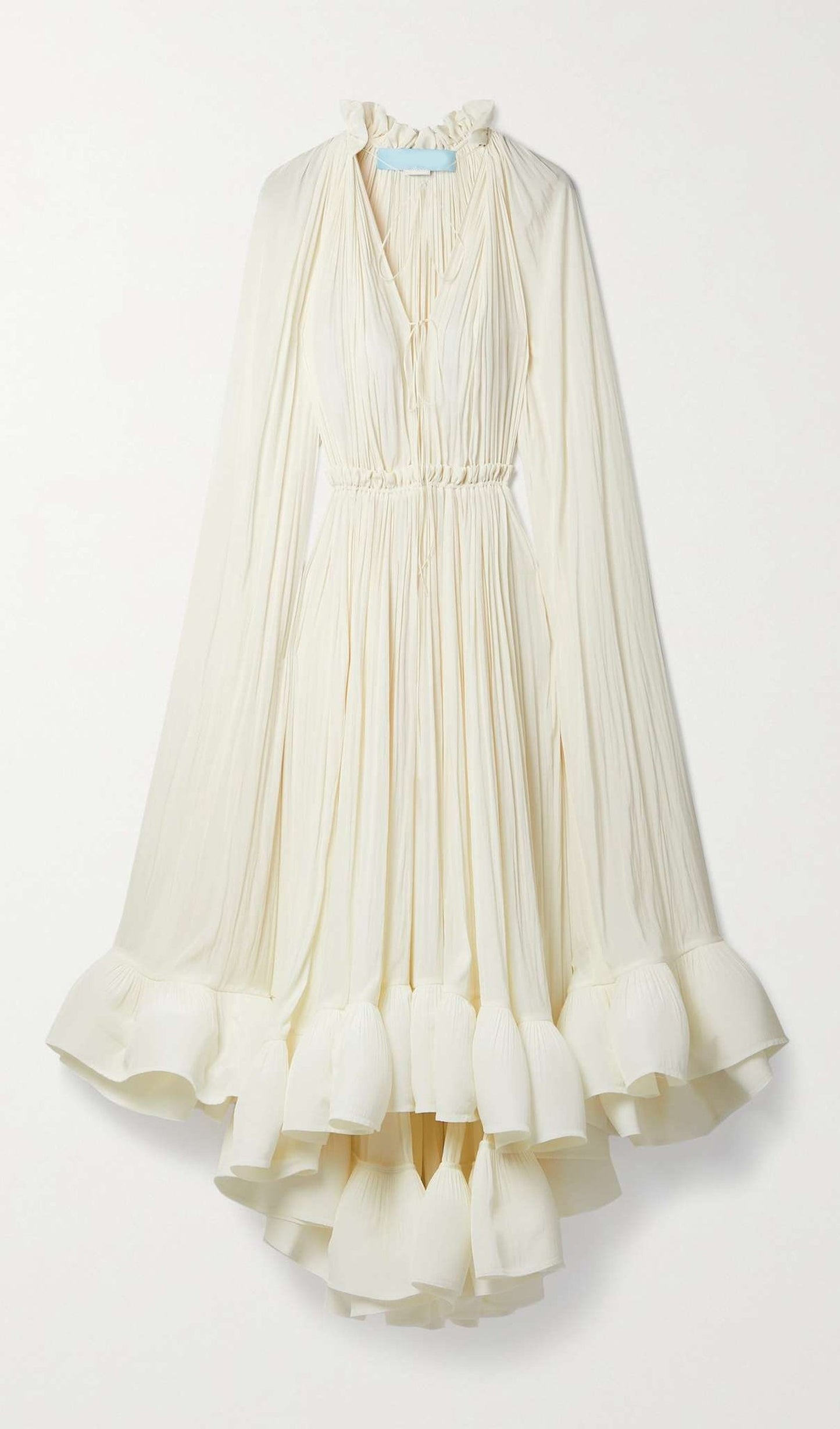 Cape Sleeve Pleated Baggy Midi Dress