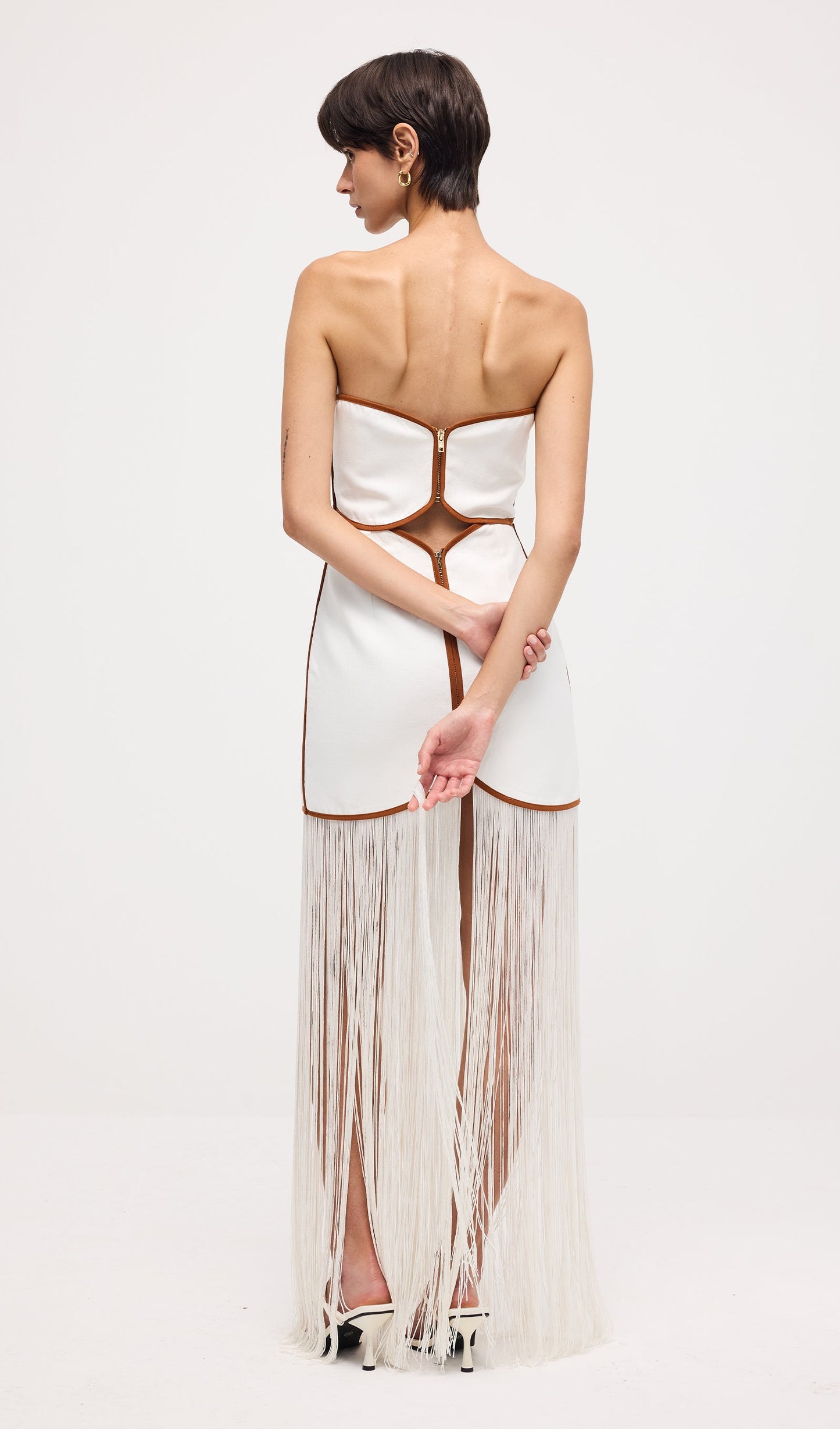 Tassel Off Shoulder Hollow Out Maxi Dress