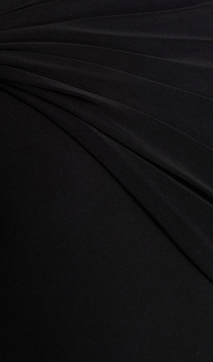 Asymmetric-Neck Midi Dress With Embellishment In Black