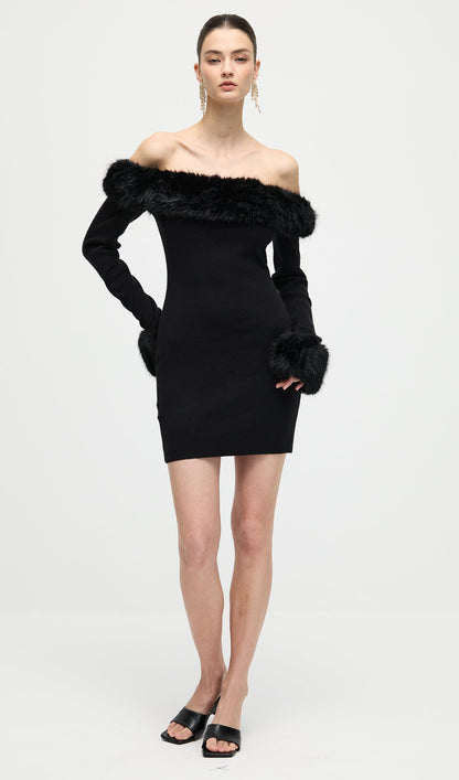 Black Off The Shoulder Mini Dress