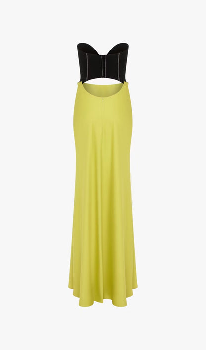 Corsetry Inspired Strapless Maxi Dress