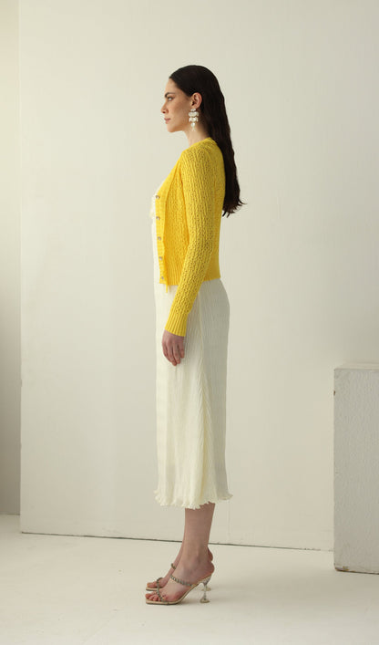 Solid V Neck Knitted Cardigan