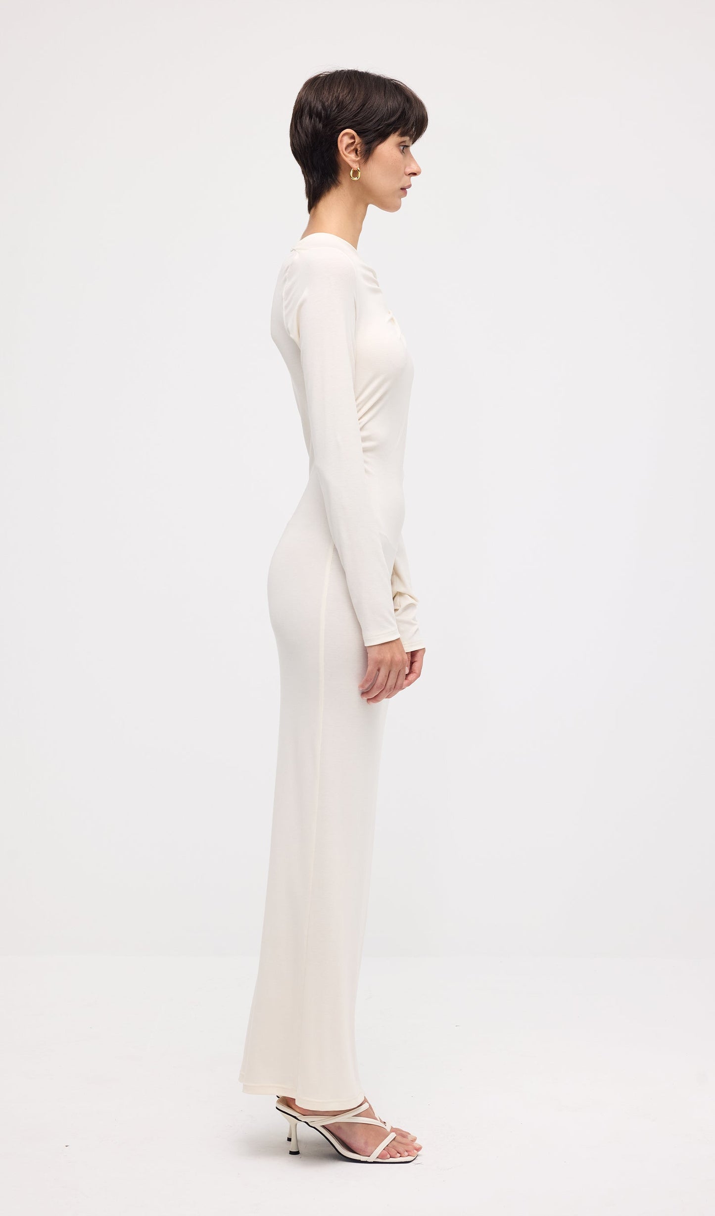 Draped Twist Knit Maxi Dress