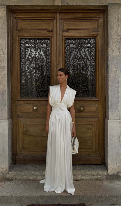 Deep V Neck Slit Maxi Dress