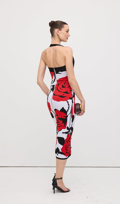 Floral Jacquard Knit Midi Dress