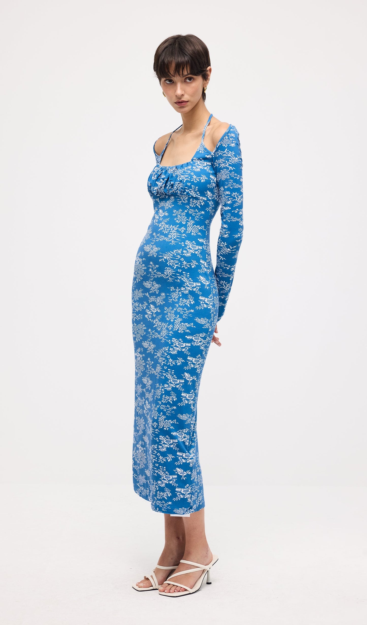 Floral Slim Split Midi Dress