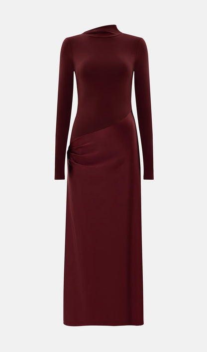 Combination Maxi Dress With Satin In Red