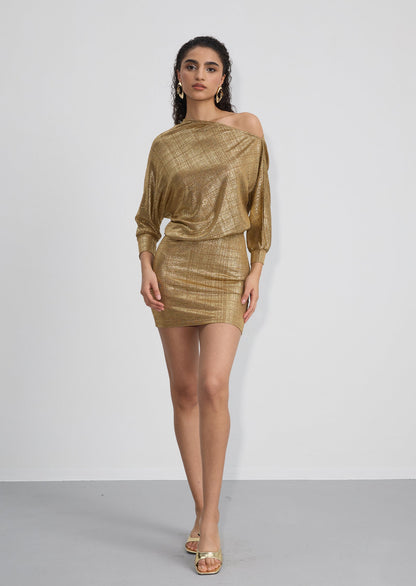 Noor Elegance Batwing Sleeve Mini Dress
