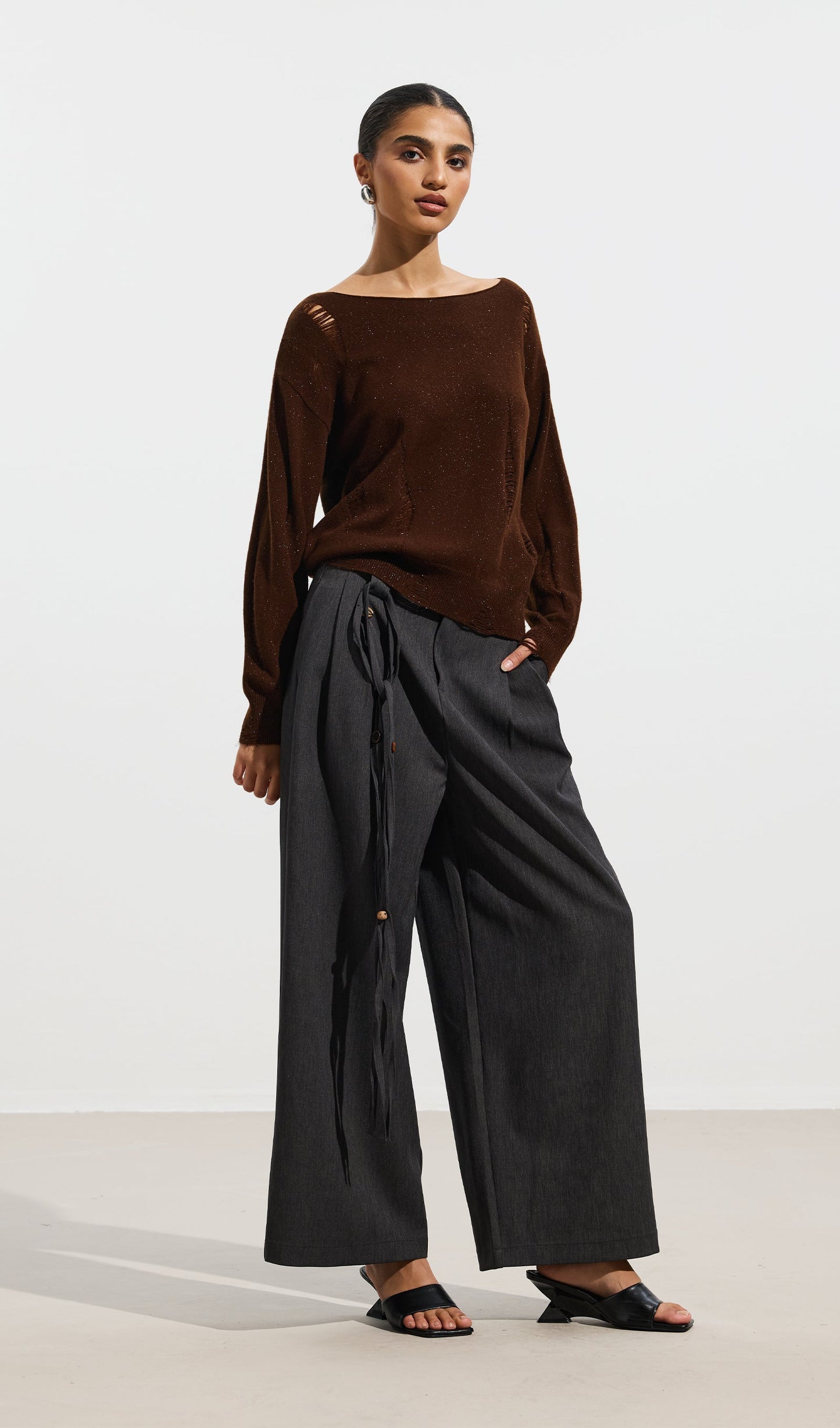 Ripped Detail Sequin Sweater